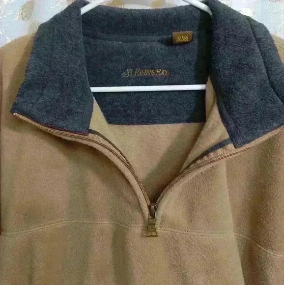St. John's Bay Men's Fleece Pullover Sweater Brown Gray Jacket Heavy Coat XL - Picture 3 of 11